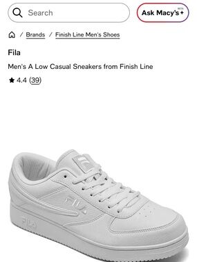 Fila All-White Low-Top Leather Sneakers size 9